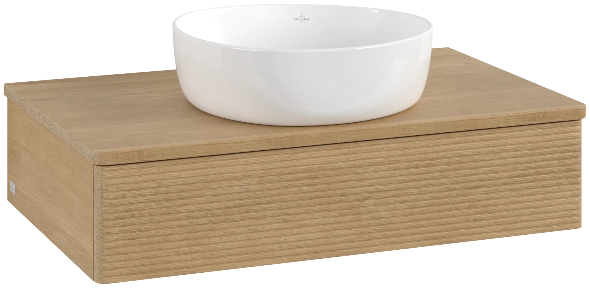 Bild von VILLEROY BOCH Antao Waschbeckenunterschrank, mit Beleuchtung, 1 Auszug, 800 x 190 x 500 mm, Front mit Struktur, Honey Oak / Honey Oak #L08111HN