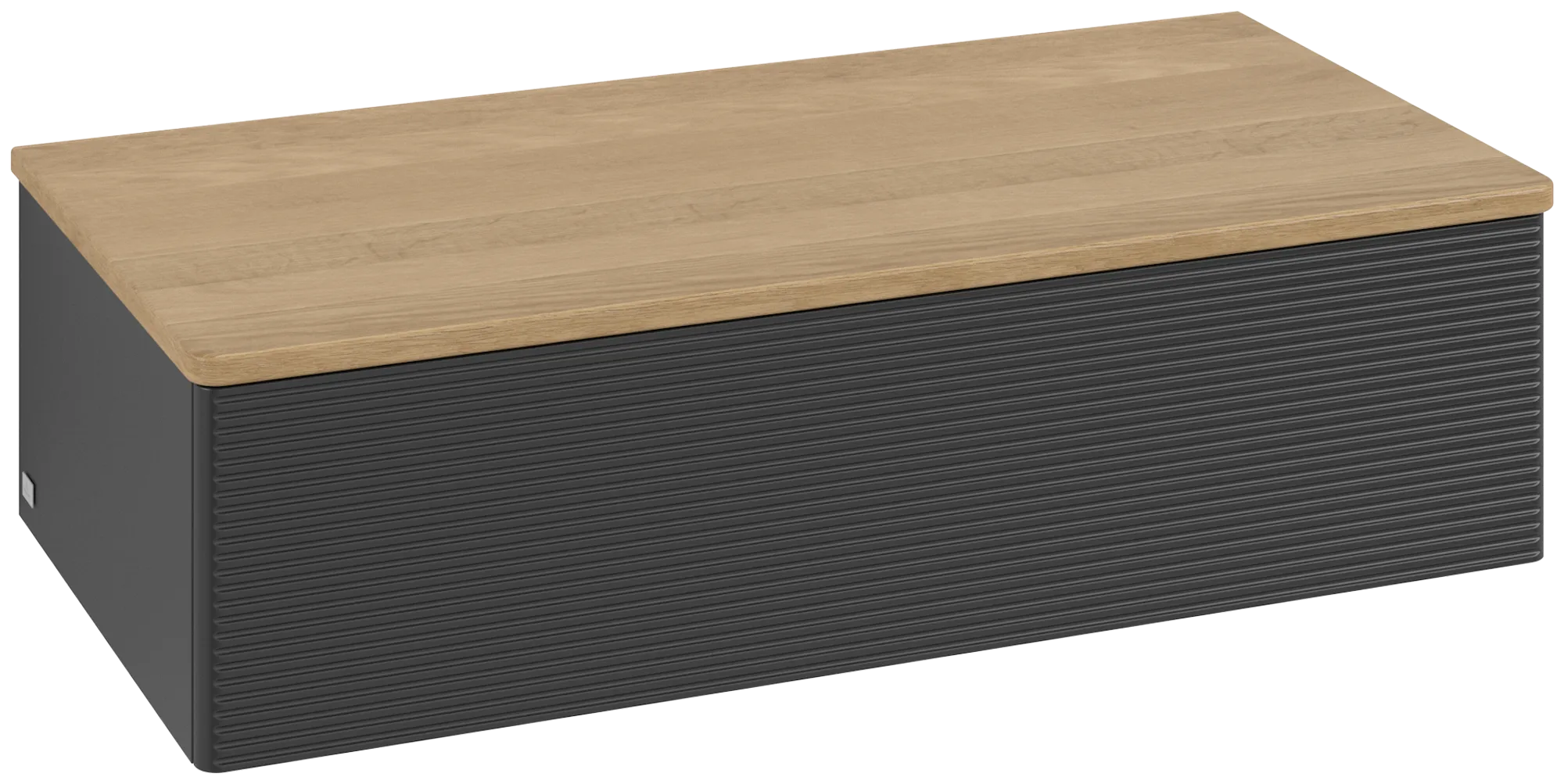 Bild von VILLEROY BOCH Antao Sideboard, 1 Auszug, 1000 x 268 x 500 mm, Front mit Struktur, Black Matt Lacquer / Honey Oak #K40101PD