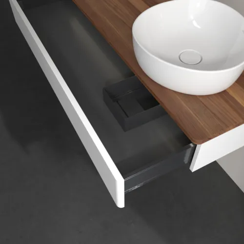 Obrázek VILLEROY BOCH Antao Vanity unit, with lighting, 1 pull-out compartment, 1200 x 190 x 500 mm, Front without structure, White Matt Lacquer / Warm Walnut #L12012MT