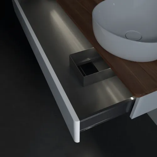 Obrázek VILLEROY BOCH Antao Vanity unit, with lighting, 1 pull-out compartment, 1200 x 190 x 500 mm, Front without structure, White Matt Lacquer / Warm Walnut #L12012MT