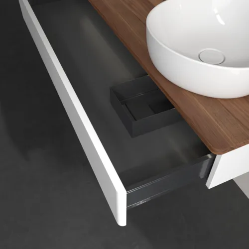 Obrázek VILLEROY BOCH Antao Vanity unit, with lighting, 1 pull-out compartment, 1200 x 190 x 500 mm, Front without structure, White Matt Lacquer / Warm Walnut #L12012MT
