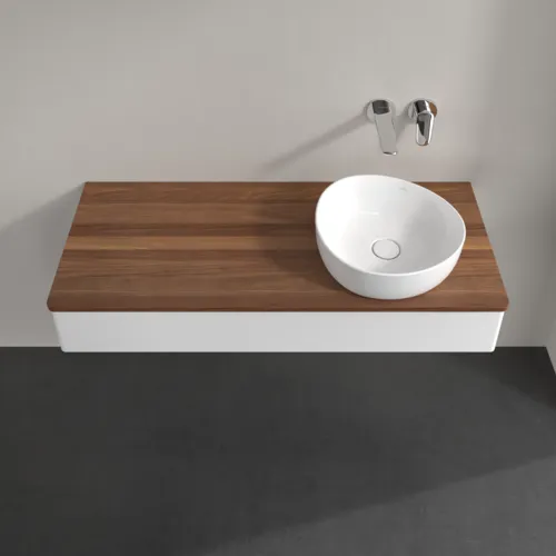 Obrázek VILLEROY BOCH Antao Vanity unit, with lighting, 1 pull-out compartment, 1200 x 190 x 500 mm, Front without structure, White Matt Lacquer / Warm Walnut #L12012MT