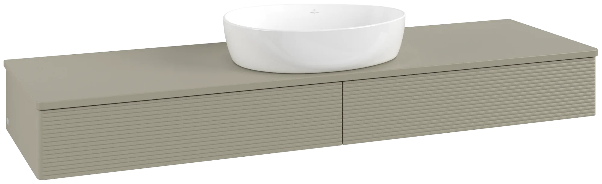 Bild von VILLEROY BOCH Antao Waschbeckenunterschrank, mit Beleuchtung, 2 Auszüge, 1600 x 190 x 500 mm, Front mit Struktur, Stone Grey Matt Lacquer / Stone Grey Matt Lacquer #L14150HK