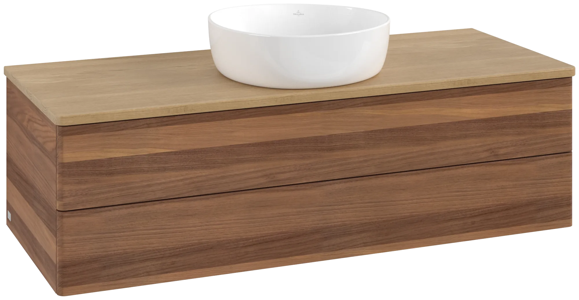 Bild von VILLEROY BOCH Antao Waschbeckenunterschrank, mit Beleuchtung, 2 Auszüge, 1200 x 360 x 500 mm, Front ohne Struktur, Warm Walnut / Honey Oak #L21011HM