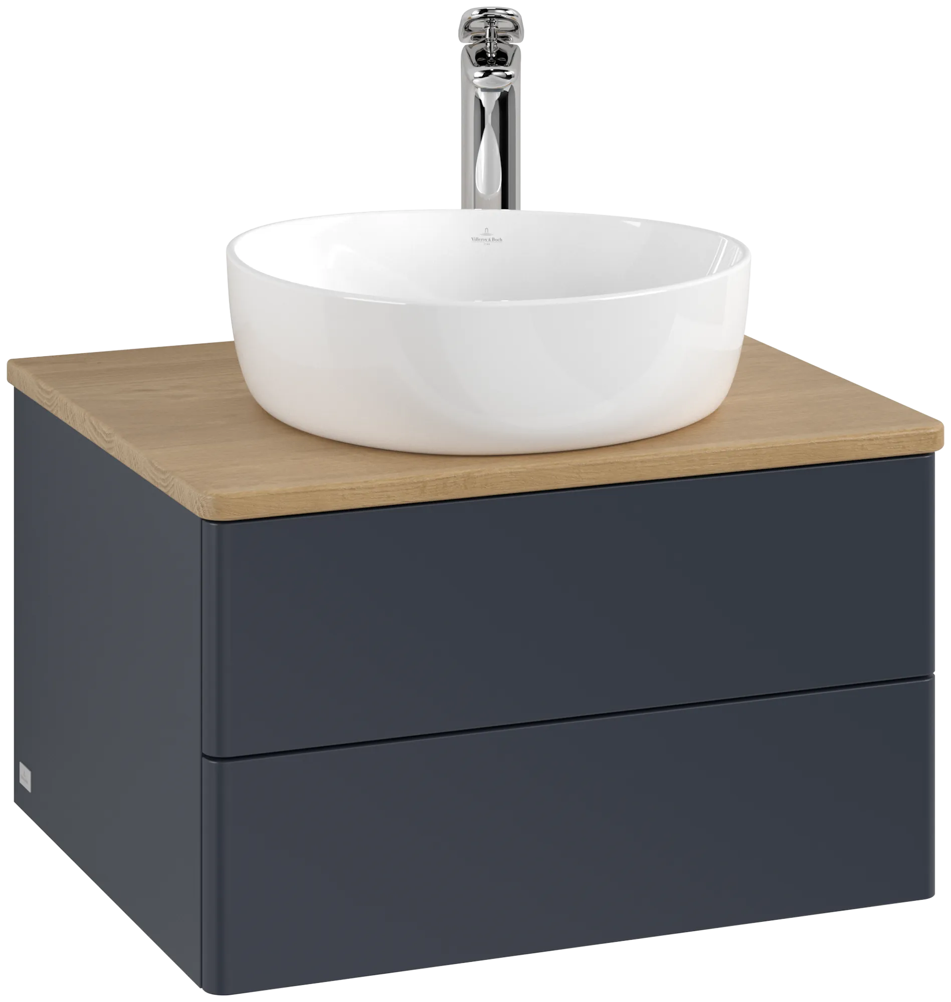 Obrázek VILLEROY BOCH Antao Vanity unit, with lighting, 2 pull-out compartments, 600 x 360 x 500 mm, Front without structure, Midnight Blue Matt Lacquer / Honey Oak #L18051HG