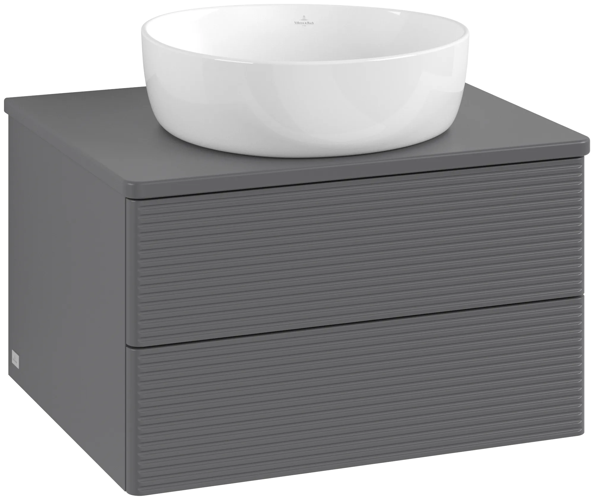 Bild von VILLEROY BOCH Antao Waschbeckenunterschrank, mit Beleuchtung, 2 Auszüge, 600 x 360 x 500 mm, Front mit Struktur, Anthracite Matt Lacquer / Anthracite Matt Lacquer #L18150GK