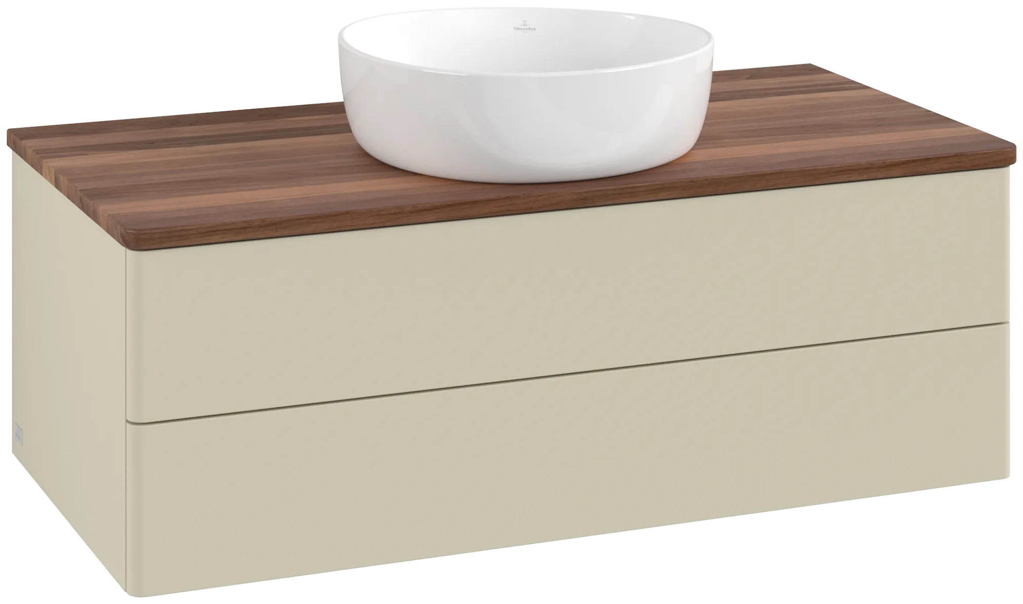 Bild von VILLEROY BOCH Antao Waschbeckenunterschrank, mit Beleuchtung, 2 Auszüge, 1000 x 360 x 500 mm, Front ohne Struktur, Silk Grey Matt Lacquer / Warm Walnut #L20012HJ