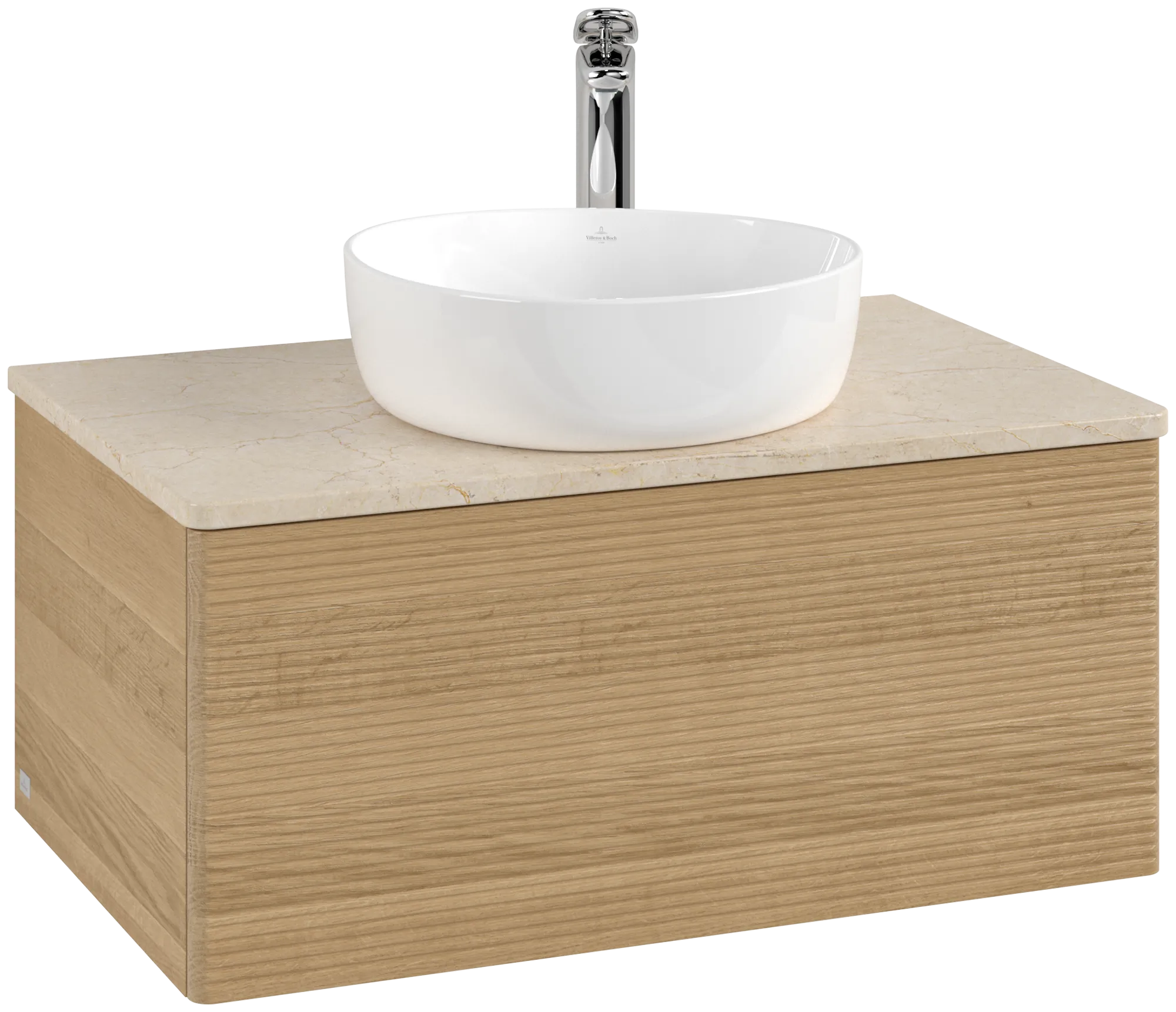 Bild von VILLEROY BOCH Antao Waschbeckenunterschrank, mit Beleuchtung, 1 Auszug, 800 x 360 x 500 mm, Front mit Struktur, Honey Oak / Botticino #L30153HN