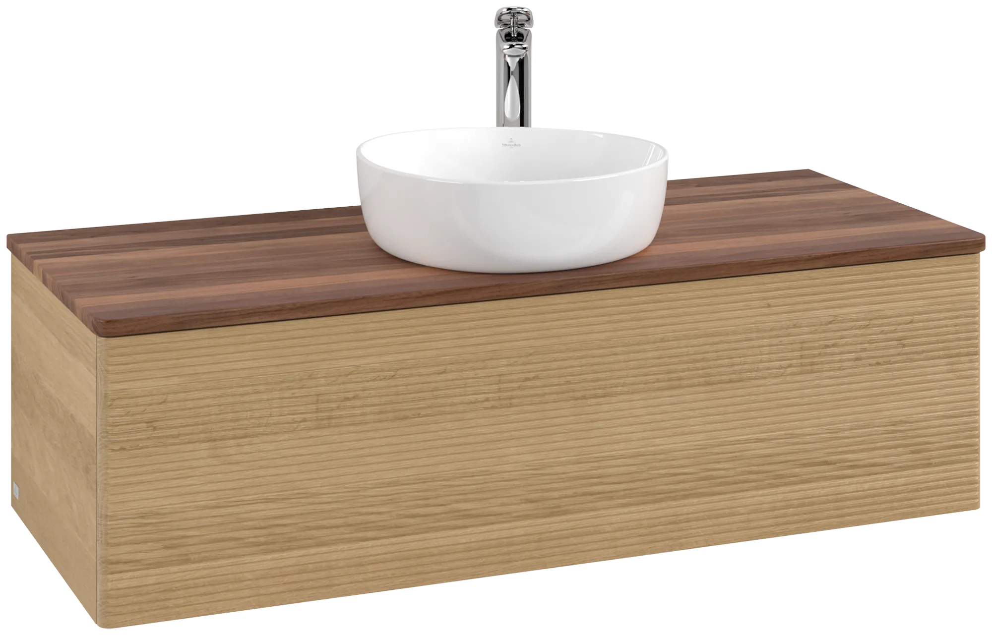 Bild von VILLEROY BOCH Antao Waschbeckenunterschrank, mit Beleuchtung, 1 Auszug, 1200 x 360 x 500 mm, Front mit Struktur, Honey Oak / Warm Walnut #L32152HN