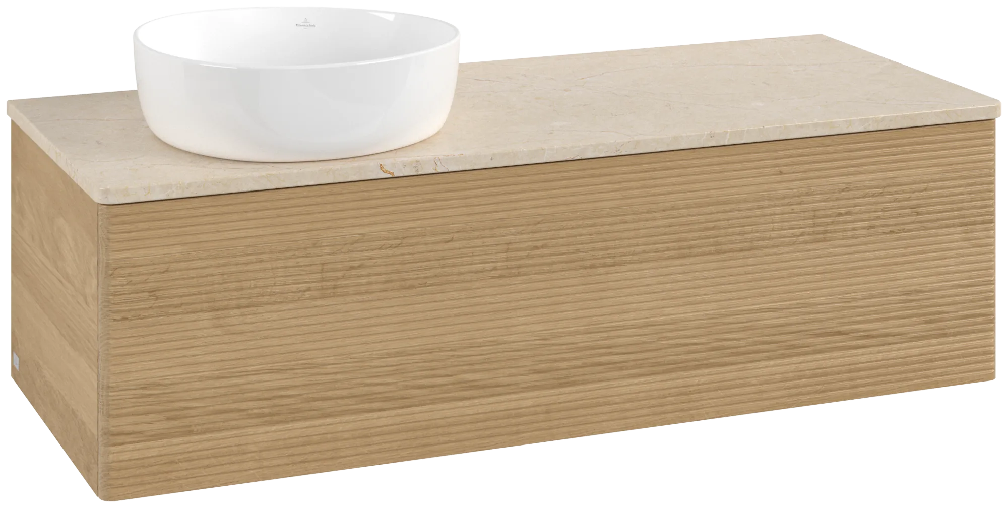 Bild von VILLEROY BOCH Antao Waschbeckenunterschrank, mit Beleuchtung, 1 Auszug, 1200 x 360 x 500 mm, Front mit Struktur, Honey Oak / Botticino #L33113HN