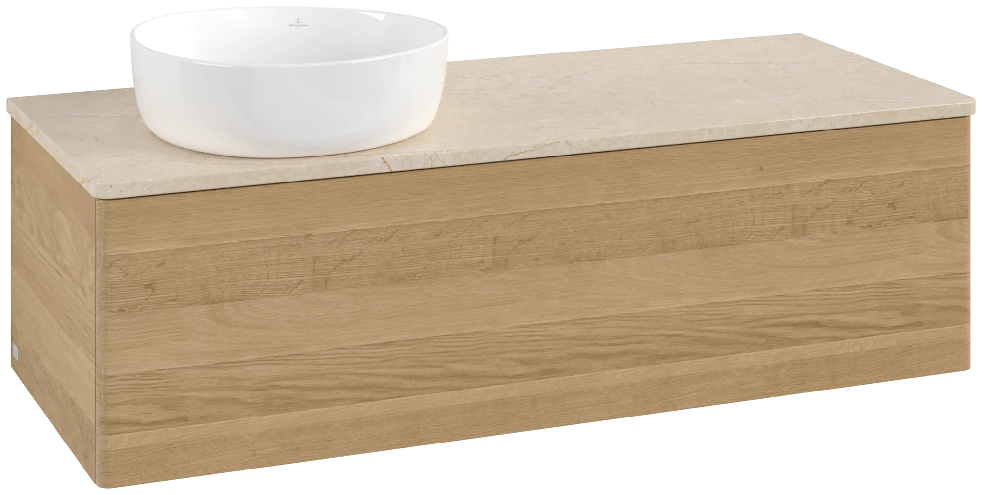 Obrázek VILLEROY BOCH Antao Vanity unit, with lighting, 1 pull-out compartment, 1200 x 360 x 500 mm, Front without structure, Honey Oak / Botticino #L33013HN