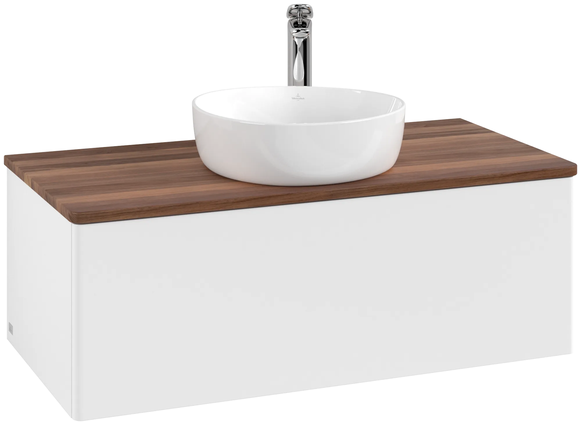 Bild von VILLEROY BOCH Antao Waschbeckenunterschrank, mit Beleuchtung, 1 Auszug, 1000 x 360 x 500 mm, Front ohne Struktur, White Matt Lacquer / Warm Walnut #L31052MT