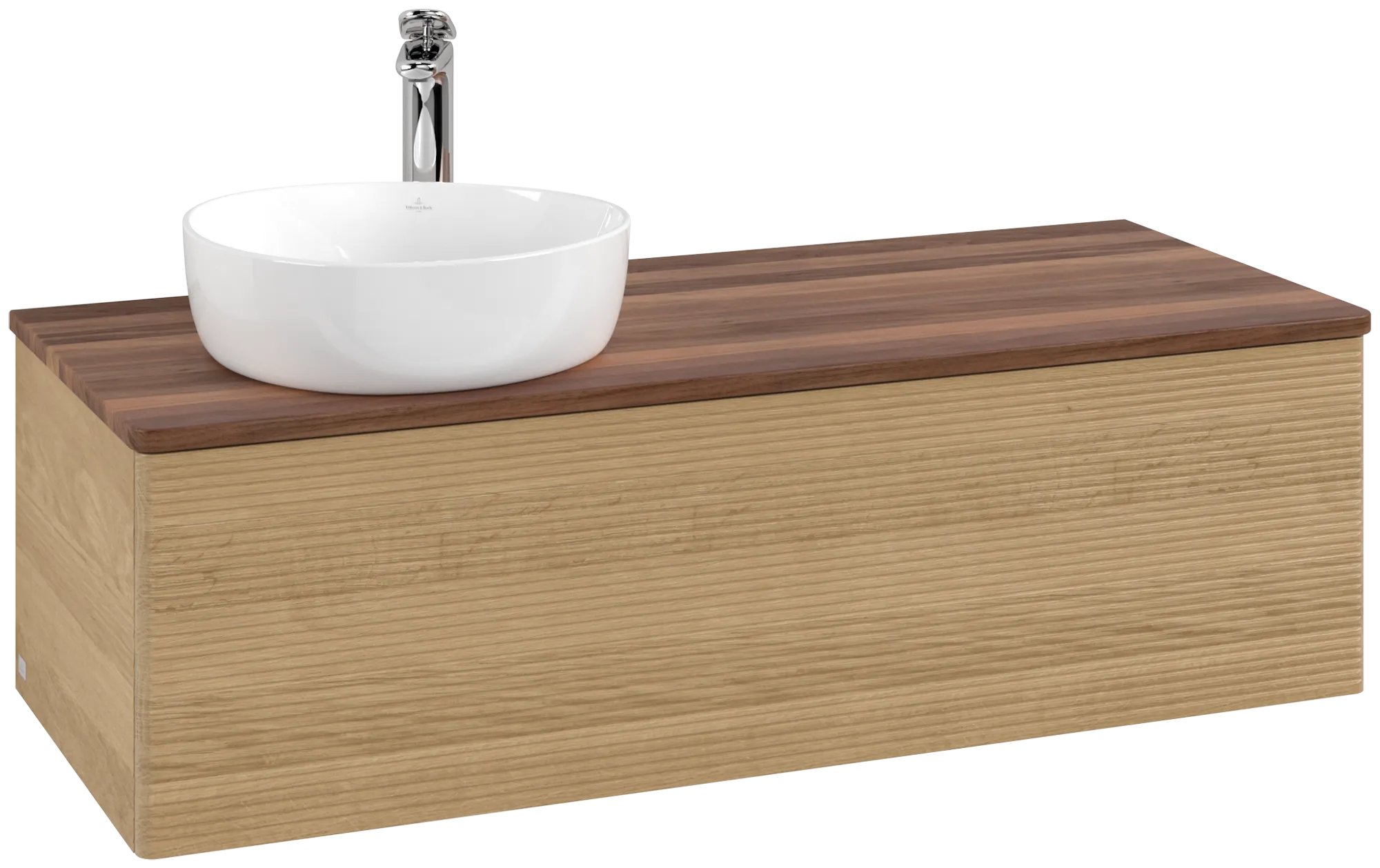 Bild von VILLEROY BOCH Antao Waschbeckenunterschrank, mit Beleuchtung, 1 Auszug, 1200 x 360 x 500 mm, Front mit Struktur, Honey Oak / Warm Walnut #L33152HN
