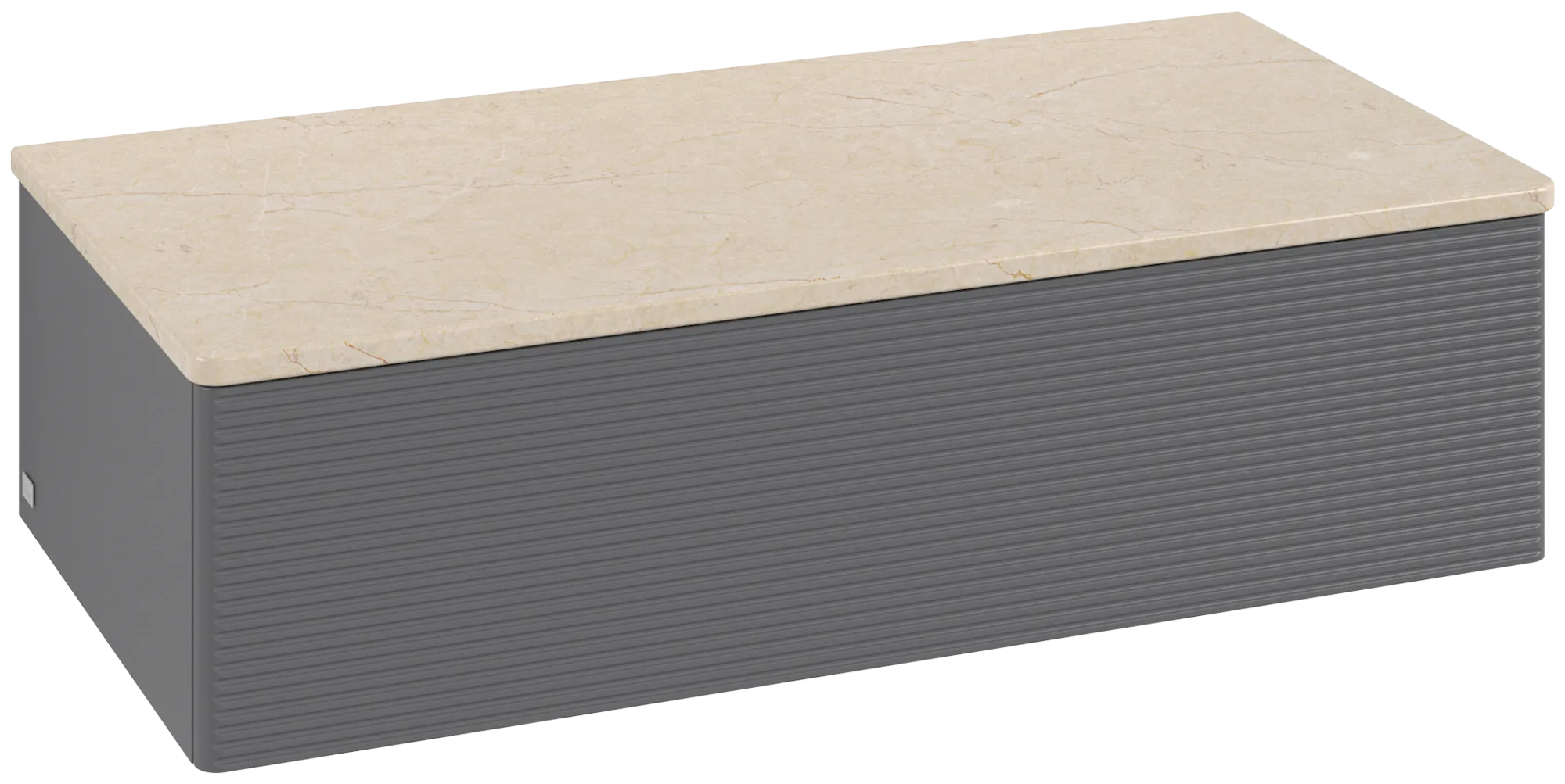 Bild von VILLEROY BOCH Antao Sideboard, mit Beleuchtung, 1 Auszug, 1000 x 268 x 500 mm, Front mit Struktur, Anthracite Matt Lacquer / Botticino #L40103GK
