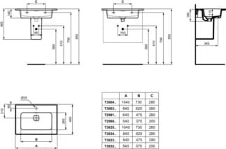 Obrázek IDEAL STANDARD Strada II nábytkové umyvadlo 840x460mm, s 1 otvorem pro baterii, s otvorem pro přepad (štěrbinový) #T3003MA - Bílá (Alpine) s Ideal Plus