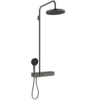 Picture of IDEAL STANDARD Ceratherm Solos thermostatic shower system with 300mm 3 function showerhead, 130mm 3 function handspray with xxl shelf, magnetic grey #A7882A5 - Magnetic Grey