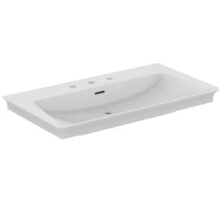 Obrázek IDEAL STANDARD Nábytkové umyvadlo La Dolce Vita 860x470 mm, se 3 otvory pro baterie, s otvorem pro přepad (štěrbinový) #E2676MA - Bílá (Alpine) s Ideal Plus