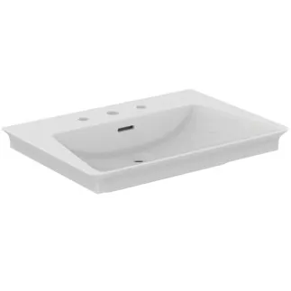 Picture of IDEAL STANDARD La Dolce Vita furniture washbasin 660x470mm, with 3 tap holes, with overflow hole (slotted) #E2675MA - White (Alpine) with Ideal Plus