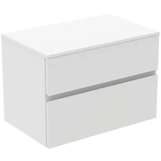 Picture of IDEAL STANDARD Finesse 80cm x 50cm wall mounted washbasin unit 2 drawers, no cutout, matt white #E3434Y1 - Matt White