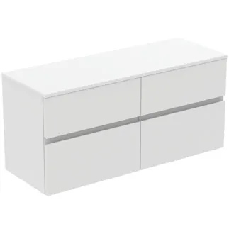 Picture of IDEAL STANDARD Finesse 120cm x 44cm wall mounted washbasin unit with 4 drawers, no cutout, matt white #E3426Y1 - Matt White