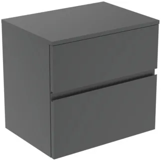 Picture of IDEAL STANDARD Finesse 60cm x 44cm wall mounted washbasin unit with 2 drawers, no cutout, matt anthracite #E3422Y2 - Matt Anthracite