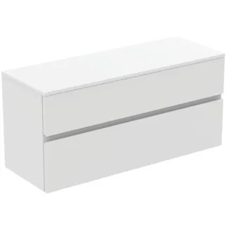 Picture of IDEAL STANDARD Finesse 120cm x 44cm wall mounted washbain unit with 2 drawers, no cutout, matt white #E3421Y1 - Matt White