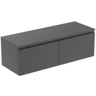 Picture of IDEAL STANDARD Finesse 120cm x 44cm wall mounted washbasin unit with 2 drawers, no cutout, matt anthracite #E3425Y2 - Matt Anthracite
