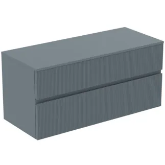 Picture of IDEAL STANDARD Finesse 120cm x 50cm wall mounted washbasin unit with 2 drawers, no cutout, matt ash blue #E3431UQ - Matt Ashblue