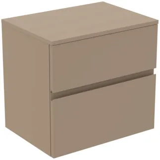 Picture of IDEAL STANDARD Finesse 60cm x 44cm wall mounted washbasin unit with 2 drawers, no cutout, matt griege #E3422UP - Matt Greige