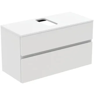 Picture of IDEAL STANDARD Finesse vanity unit 1002x440mm, with 2 soft-close pull-outs, with vanity top #E3478Y1 - matt white