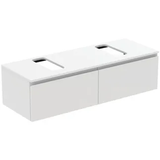 Picture of IDEAL STANDARD Finesse vanity unit 1402x505mm, with 2 soft-close pull-outs, with vanity top #E3495Y1 - matt white