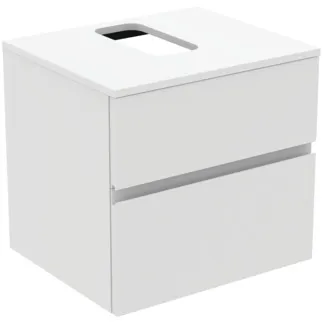 Picture of IDEAL STANDARD Finesse vanity unit 602x505mm, with 2 soft-close pull-outs, with vanity top #E3496Y1 - matt white