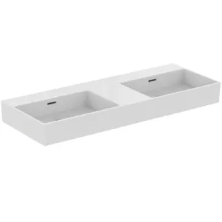 Obrázek IDEAL STANDARD Extra dvojité umyvadlo 1215x450mm, leštěné, bez otvoru pro baterii, s otvorem pro přepad (štěrbinové) #R0561MA - Bílá (Alpine) s Ideal Plus