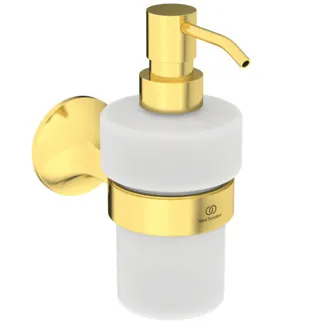 Picture of IDEAL STANDARD La Dolce Vita wall mounted frosted glass soap dispenser and holder, brushed gold #T5510A2 - Brushed Gold