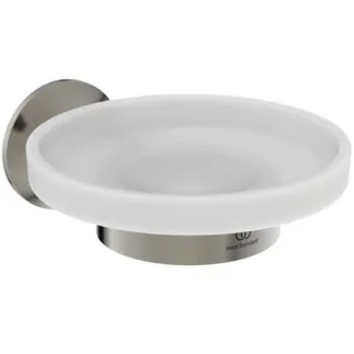 Picture of IDEAL STANDARD La Dolce Vita wall mounted frosted glass soap dish and holder, silver storm #T5507GN - Ultra Steel