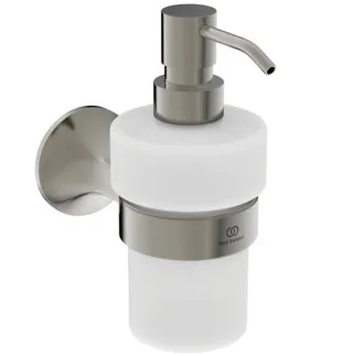 Picture of IDEAL STANDARD La Dolce Vita wall mounted frosted glass soap dispenser and holder, silver storm #T5510GN - Ultra Steel