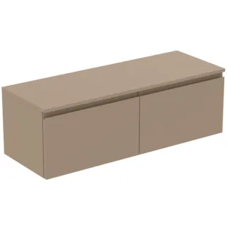 Picture of IDEAL STANDARD Finesse 120cm x 44cm wall mounted washbasin unit with 2 drawers, no cutout, matt griege #E3425UP - Matt Greige