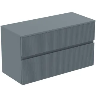 Picture of IDEAL STANDARD Finesse 100cm x 44cm wall mounted washbasin unit with 2 drawers, no cutout, matt ash blue #E3424UQ - Matt Ashblue