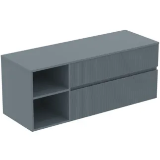 Picture of IDEAL STANDARD Finesse 140cm x 50cm wall mounted washbasin unit with 2 drawers, no cutout, matt ash blue #E3439UQ - Matt Ashblue