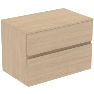 Picture of IDEAL STANDARD Finesse 80cm x 50cm wall mounted washbasin unit 2 drawers, no cutout, white oak #E3434US - White Oak