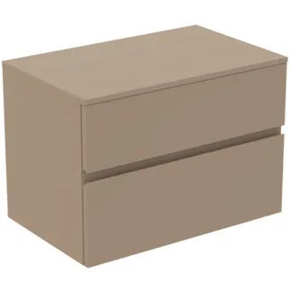 Picture of IDEAL STANDARD Finesse 80cm x 50cm wall mounted washbasin unit 2 drawers, no cutout, matt griege #E3434UP - Matt Greige