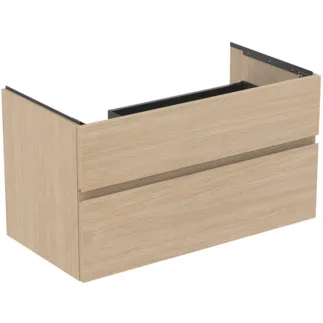 Picture of IDEAL STANDARD Finesse 100cm x 50cm wall mounted vanity unit with 2 drawers, left-hand, white oak #E3445US - White Oak