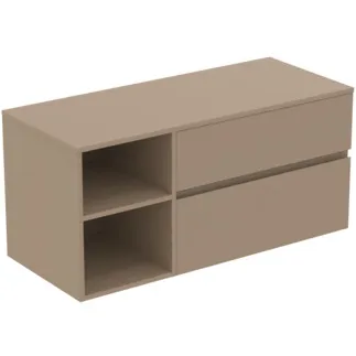 Picture of IDEAL STANDARD Finesse 120cm x 50cm wall mounted washbasin with 2 drawers & open side unit, no cutout, matt griege #E3438UP - Matt Greige
