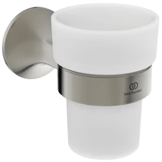 Picture of IDEAL STANDARD La Dolce Vita wall mounted frosted glass tumbler and holder, silver storm #T5506GN - Ultra Steel