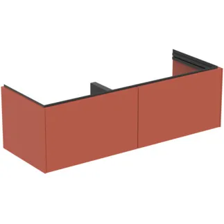 Picture of IDEAL STANDARD Conca 120cm x 44cm wall mounted vanity unit with 2 vertical drawers, matt sunset #T5578Y3 - Matt Sunset