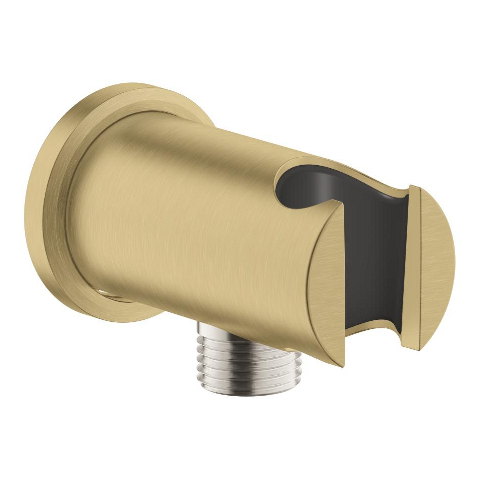 Picture of GROHE Rainshower wall outlet elbow 1/2″ with wall-mounted shower holder #26658GN0 - cool sunrise brushed