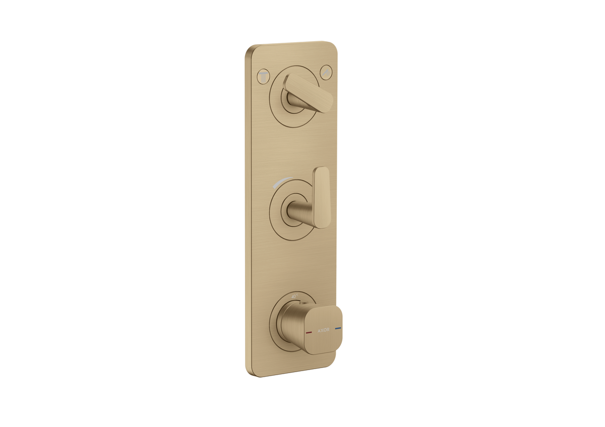 Picture of HANSGROHE AXOR Citterio C Thermostatic module 380/120 for concealed installation with plate for 2 functions #49700140 - Brushed Bronze