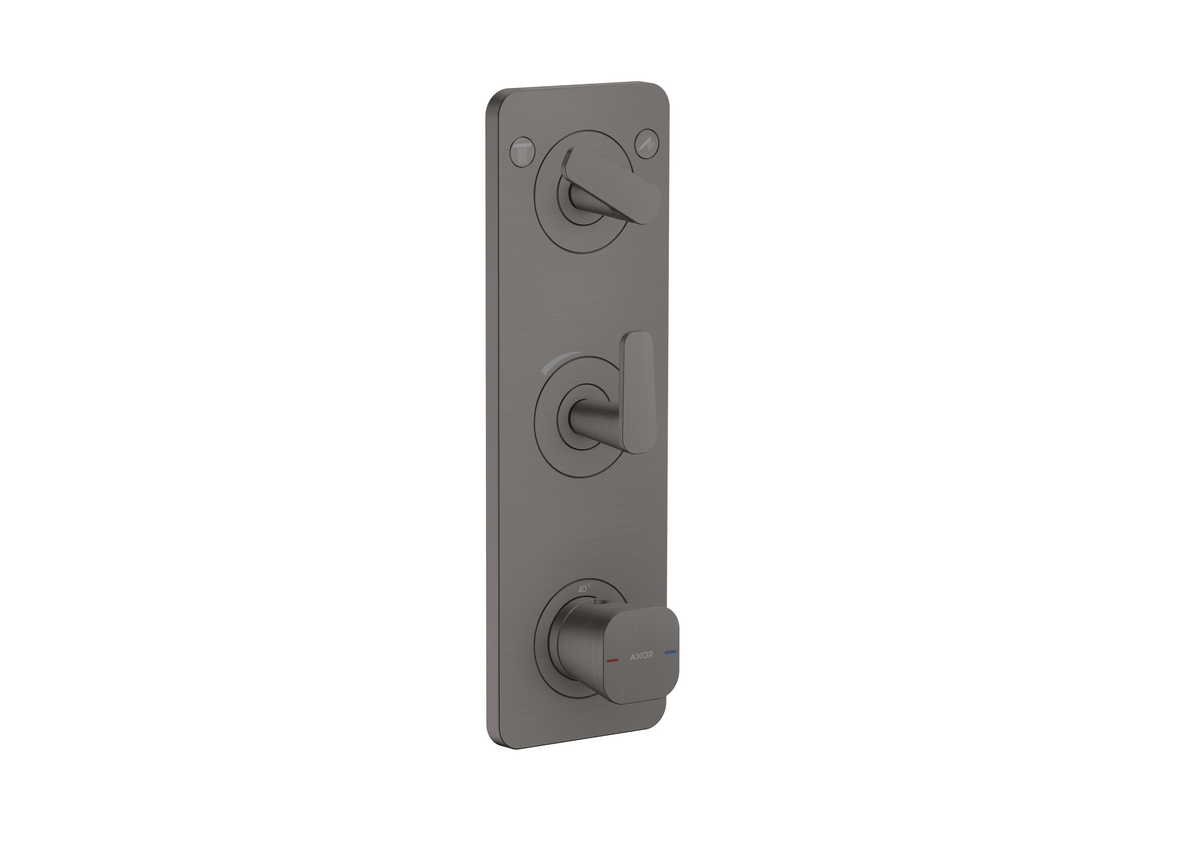 Picture of HANSGROHE AXOR Citterio C Thermostatic module 380/120 for concealed installation with plate for 2 functions #49700340 - Brushed Black Chrome