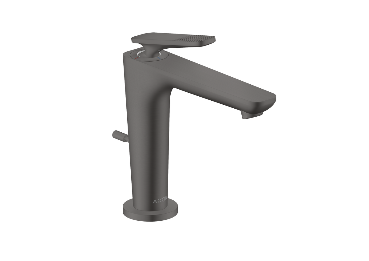 Obrázek HANSGROHE AXOR Citterio C Páková umyvadlová baterie 125 s funkcí CoolStart, s odtokovou soupravou s táhlem - kubický brus #49031340 - kartáčovaný černý chrom