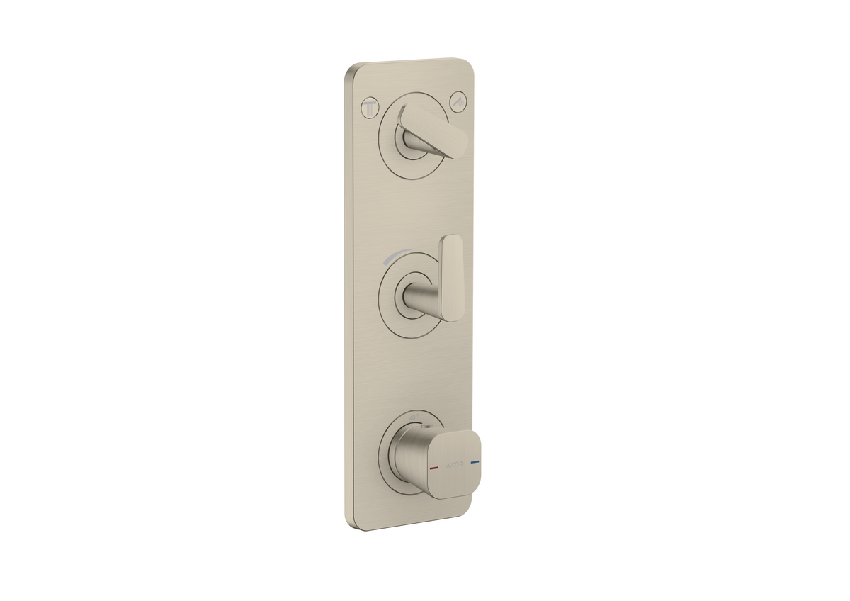 Picture of HANSGROHE AXOR Citterio C Thermostatic module 380/120 for concealed installation with plate for 2 functions #49700820 - Brushed Nickel